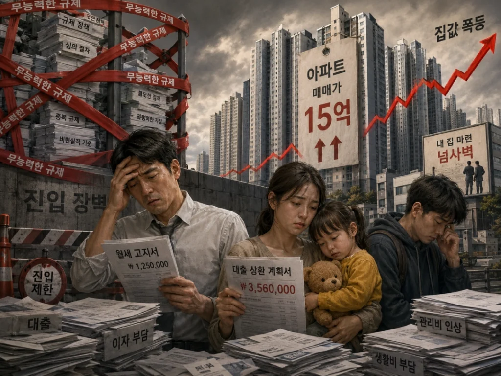 실패가 예정된 정책을 밀어 붙여 실질 서민들이 고통 받는 모습 (2)